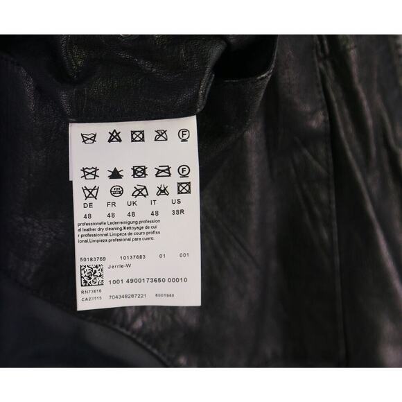 Hugo Boss Orange Label Jerrle Goat Leather Biker Motorcycle Jacket 38R - Picture 9 of 11